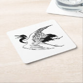 クレー日本のン、白黒のヴィンテージスケッチ スクエアペーパーコースター (アングル)