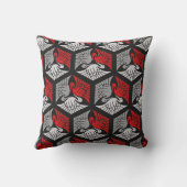 クレー日本のン、赤、グレー/グレーと黒 クッション (裏面)