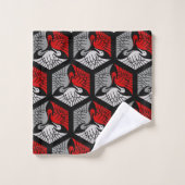 クレー日本のン、赤、グレー/グレーと黒 バスタオルセット (ウォッシュタオル)