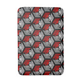 クレー日本のン、赤、グレー/グレーと黒 バスマット (正面縦)