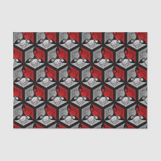 クレー日本のン、赤、グレー/グレーと黒 薄葉紙 (正面)