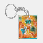 クレー語 – ファサードブラウン – グリーン キーホルダー (正面左)