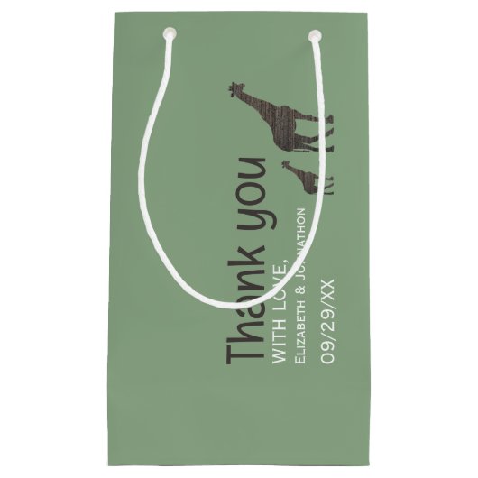 クレー・サファリ素朴・キリン結婚さん、ありがとう スモールペーパーバッグ (正面)