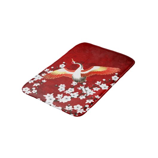 クレ日本のーンホワイトさくらんぼブロッサムレッド バスマット (アングル)