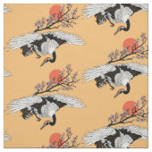 クレ日本のーン鳥とブルーミング桜 ファブリック (見本)