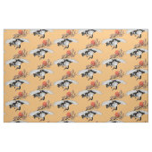 クレ日本のーン鳥とブルーミング桜 ファブリック (ファットクウォーター)