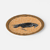 クロまたはカラスのハロウィン オレンジとブラック ペーパープレート (アングル)