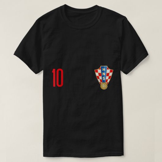 クロアシアージャージー第10位クロアチアフトボルトサッカー Tシャツ (デザイン正面)