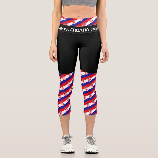 クロアチアおよびクロアチア国旗のファッション、フィットネス カプリレギンス (正面)