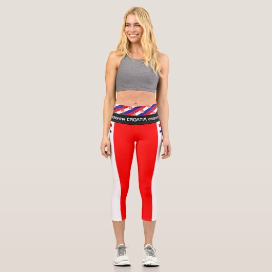 クロアチアおよびクロアチア国旗ファッション、スポーツ/フィットネスC カプリレギンス (正面)