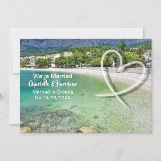クロアチアでの結婚式結婚した後のパーティー 招待状 (正面)