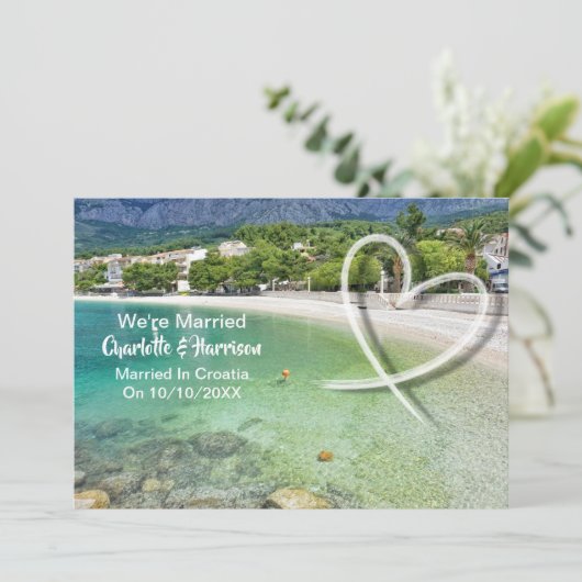 クロアチアでの結婚式結婚した後のパーティー 招待状 (スタンド正面)