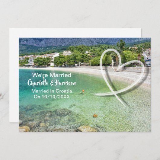 クロアチアでの結婚式結婚した後のパーティー 招待状 (正面/裏面)