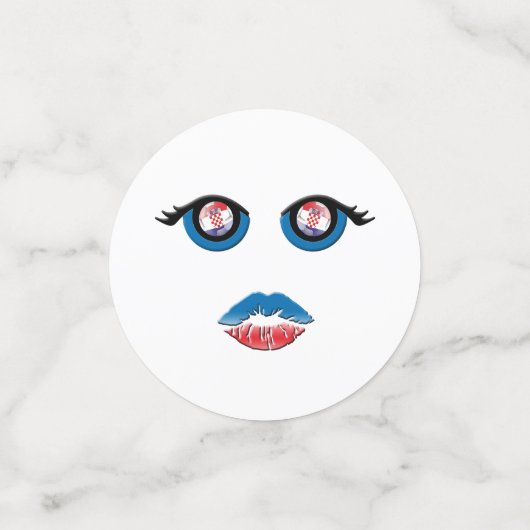 クロアチアのエンブレムと口を持つ目キスをするつき コンフェッティ (スモール正面)