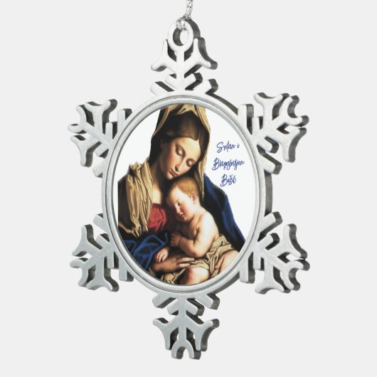 クロアチアのクリスマス装飾 – 宗教的 スノーフレークピューターオーナメント (右)