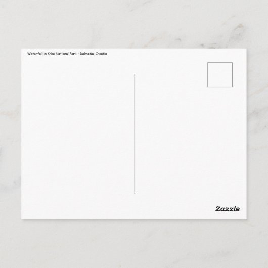 クロアチアのクルカ国立公園 - ダルマチア地方の滝 ポストカード (裏面)