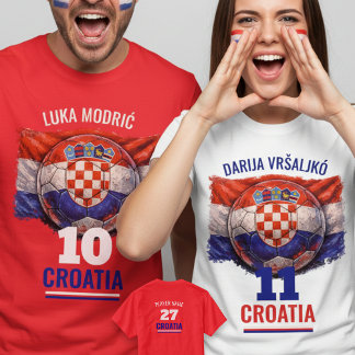 クロアチアのサッカー遺産フラグ サッカーボールグラフィック Tシャツ