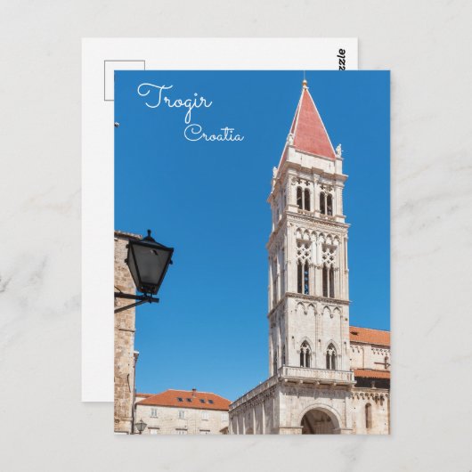 クロアチアのトロギルにある聖ローレンス大聖堂の塔 ポストカード (正面/裏面)
