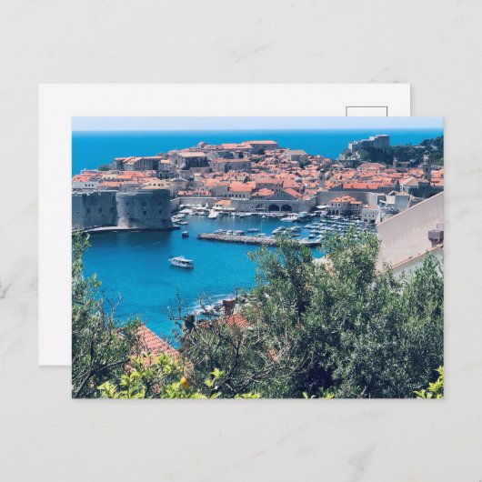 クロアチアのドゥブロヴニク旧市街の眺め ポストカード (正面/裏面)