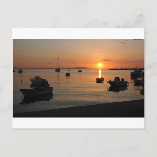 クロアチアのノバルジャの夏の夕日 ポストカード (正面)