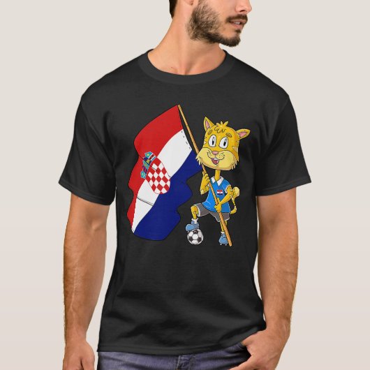 クロアチアのファン猫 Tシャツ (正面)