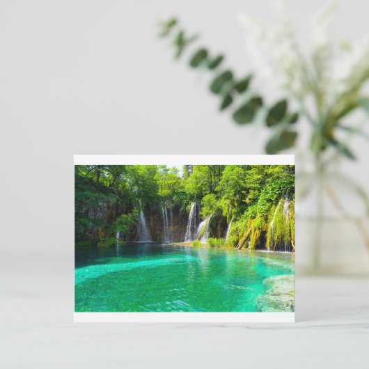 クロアチアのプリツヴィツェ国立公園の滝 ポストカード (スタンド正面)