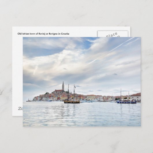 クロアチアの古いイストリアンの町ロヴィンジまたはロヴィニョ ポストカード (正面/裏面)