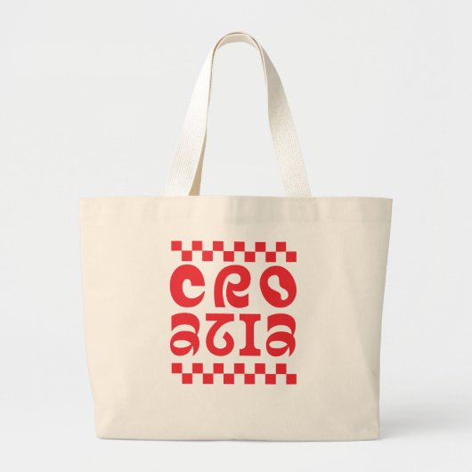 クロアチアの国ロゴデザイン ラージトートバッグ (正面)