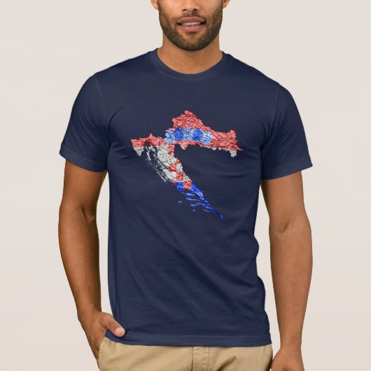 クロアチアの国旗カラーマップTシャツ Tシャツ (正面)