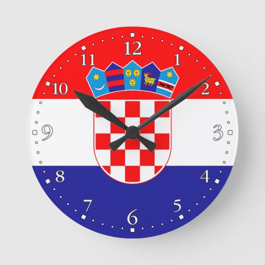 クロアチアの国旗 ラウンド壁時計 (正面)