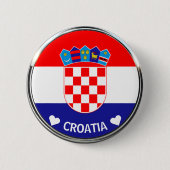 クロアチアの国章 | テキスト入りのHrvatski grb 缶バッジ (正面)