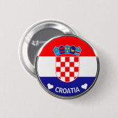 クロアチアの国章 | テキスト入りのHrvatski grb 缶バッジ (正面&裏面)