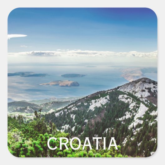 クロアチアの山からの海の眺め スクエアシール (正面)