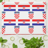 クロアチアの旗そして頂上 キッチンタオル (折り畳み)