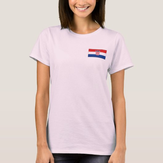 クロアチアの旗と地図のTシャツ Tシャツ (正面)