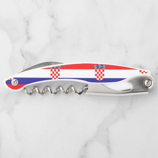 クロアチアの旗のデザインパターンワインオープナーのコルクせん抜き ソムリエナイフ (裏面)