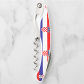 クロアチアの旗のデザインパターンワインオープナーのコルクせん抜き ソムリエナイフ (正面)