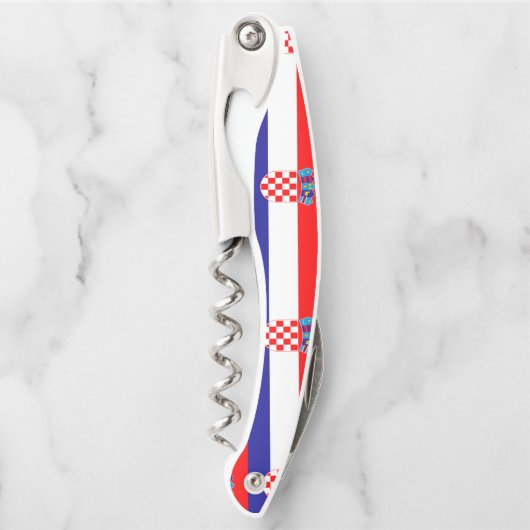 クロアチアの旗のデザインパターンワインオープナーのコルクせん抜き ソムリエナイフ (正面)