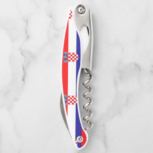 クロアチアの旗のデザインパターンワインオープナーのコルクせん抜き ソムリエナイフ (裏面)