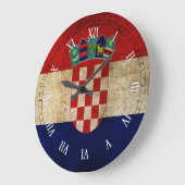 クロアチアの旗 ラージ壁時計 (傾斜)