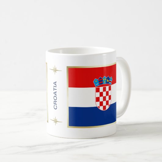 クロアチアの旗 + 地図のマグ コーヒーマグカップ (正面右)