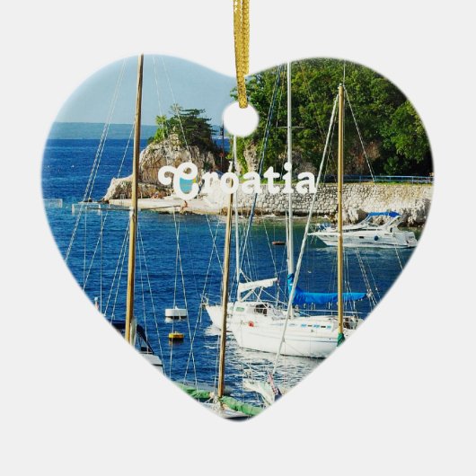 クロアチアの港 セラミックオーナメント (正面)