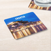 クロアチアの町シベニック スクエアペーパーコースター (アングル)