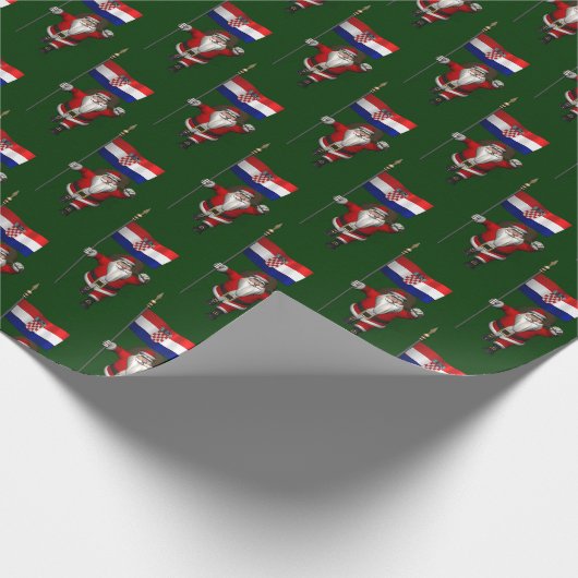 クロアチアの看板のあるサンタクロース ラッピングペーパー (角)