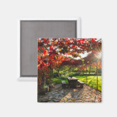クロアチアの紅葉に差し込む太陽 マグネット (正面/裏面)