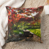 クロアチアの紅葉を通る太陽 クッション (ブランケット)