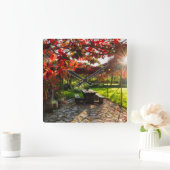 クロアチアの紅葉を通る太陽 スクエア壁時計 (ホーム)