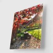 クロアチアの紅葉を通る太陽 スクエア壁時計 (傾斜)