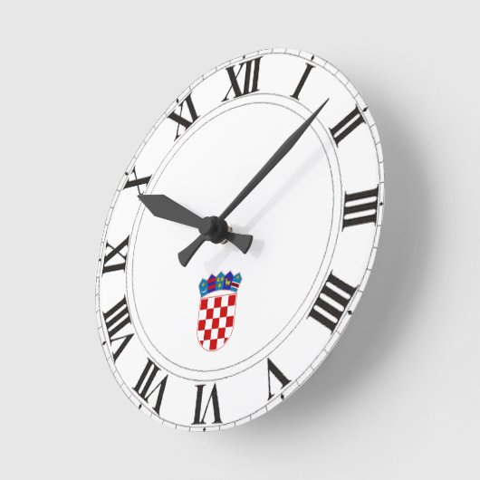 クロアチアの紋章付き外衣 ラウンド壁時計 (傾斜)