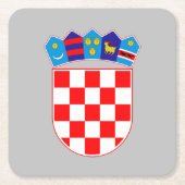 クロアチアの紋章 スクエアペーパーコースター (正面)